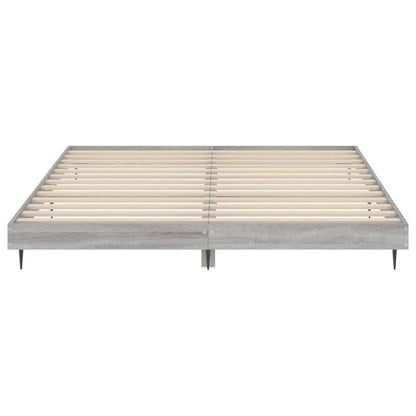 Bedframe Bewerkt Hout Eikenkleurig Grijs Sonoma 200 x 200 cm