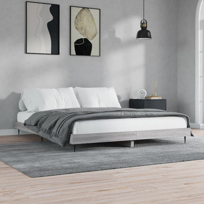 Bedframe Bewerkt Hout Eikenkleurig Grijs Sonoma 200 x 200 cm