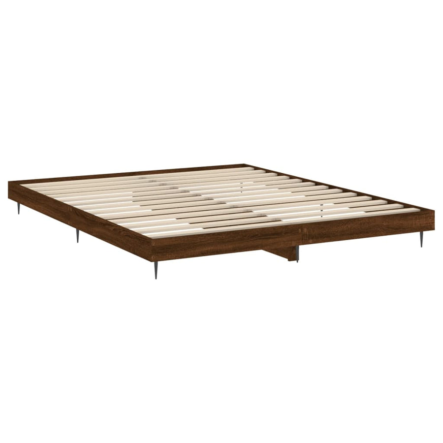 Bedframe Bewerkt Hout Bruin Eikenkleur 200 x 200 cm