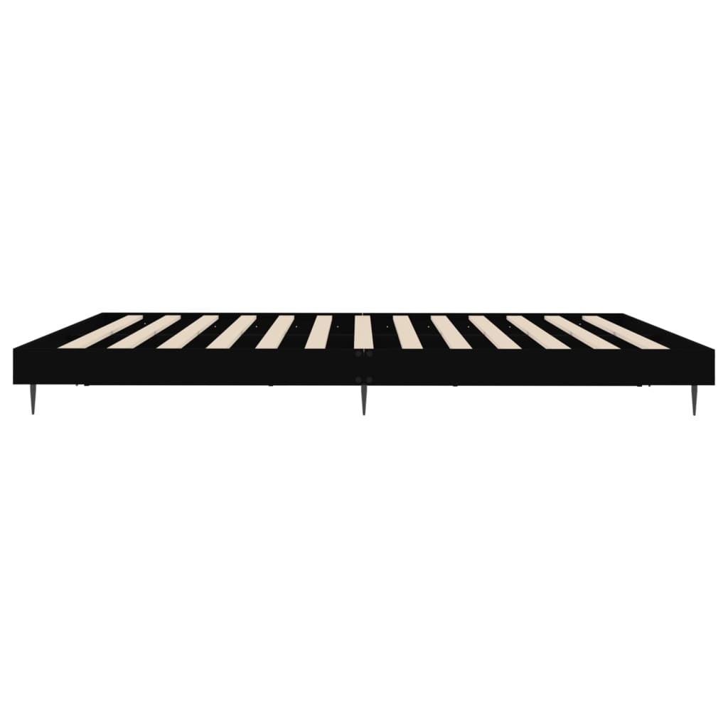 Bedframe Bewerkt Hout Zwart 180 x 200 cm