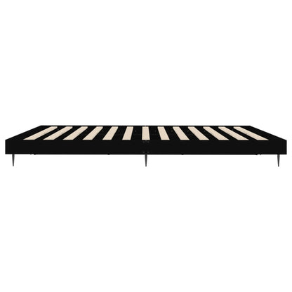 Bedframe Bewerkt Hout Zwart 180 x 200 cm
