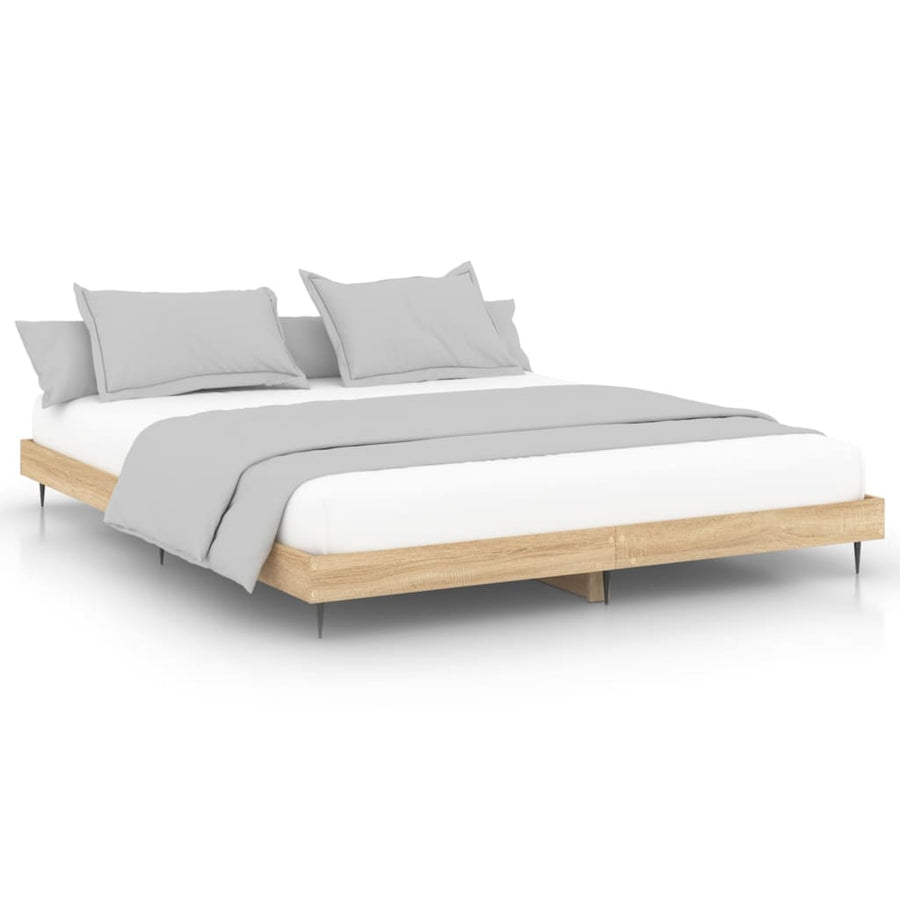 Bedframe Bewerkt Hout Kleurig Sonoma Eiken 180 x 200 cm
