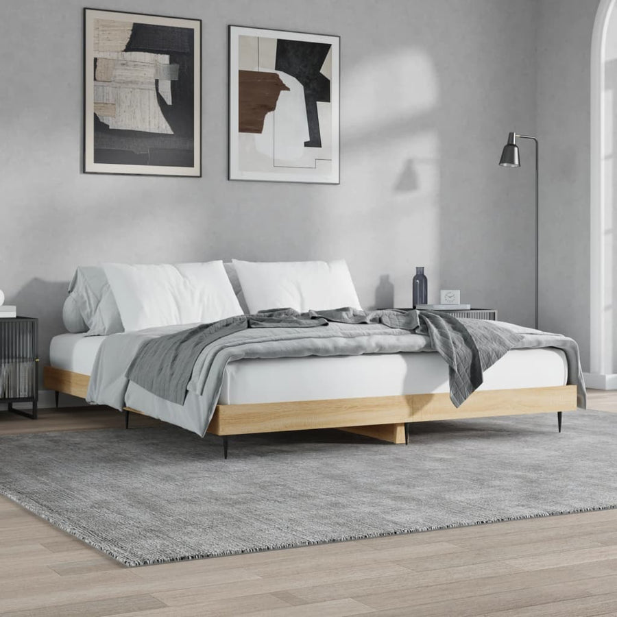 Bedframe Bewerkt Hout Kleurig Sonoma Eiken 180 x 200 cm
