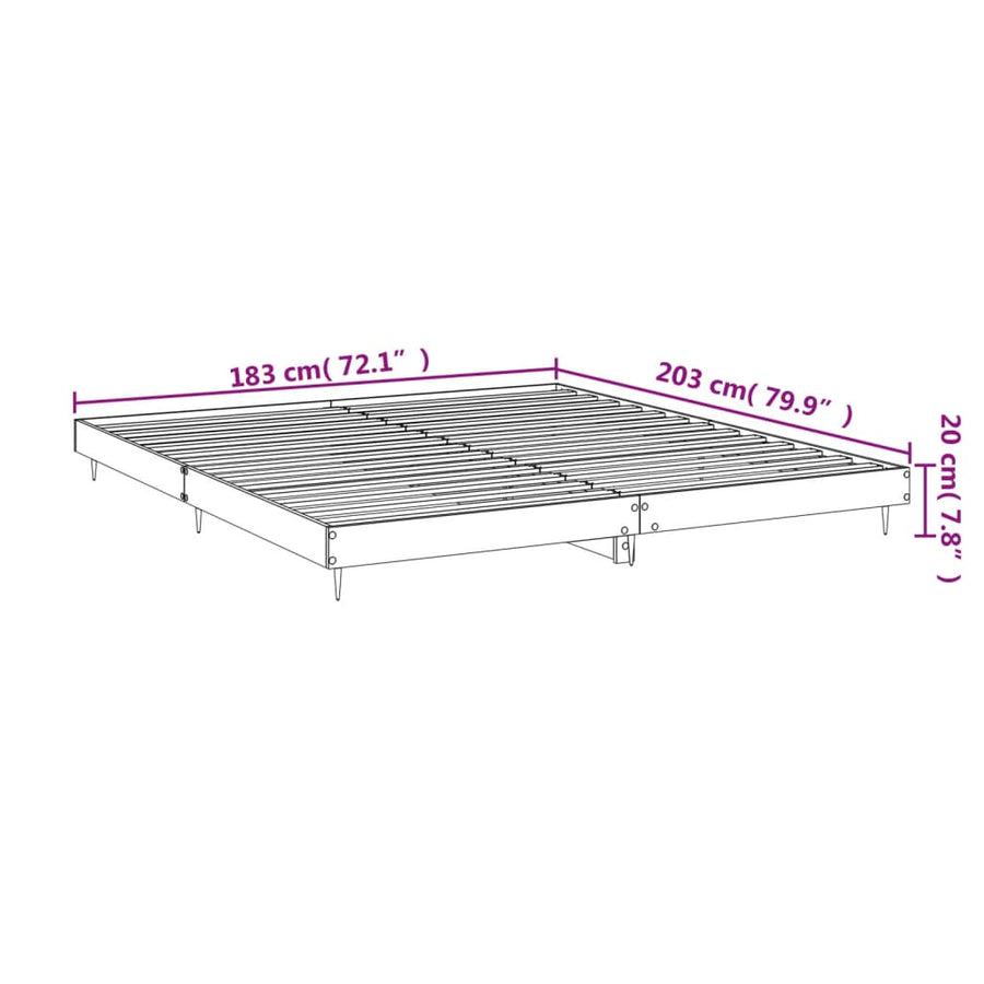 Bedframe Bewerkt Hout Kleurig Sonoma Eiken 180 x 200 cm