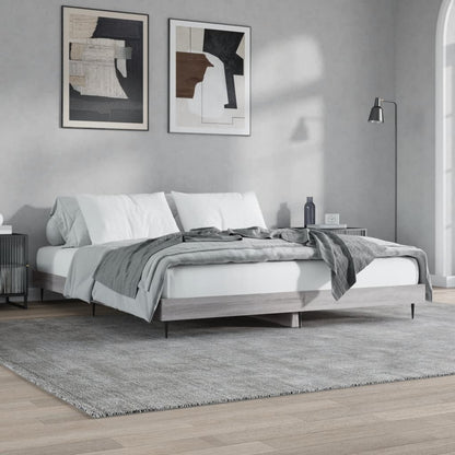 Bedframe Bewerkt Hout Eikenkleurig Grijs Sonoma 180 x 200 cm