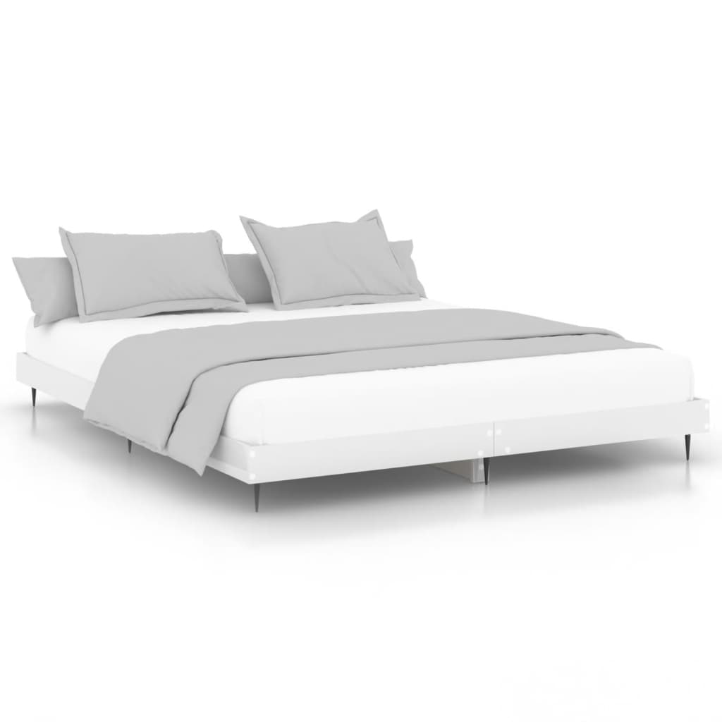 Bedframe Bewerkt Hout Hoogglans Wit 160 x 200 cm