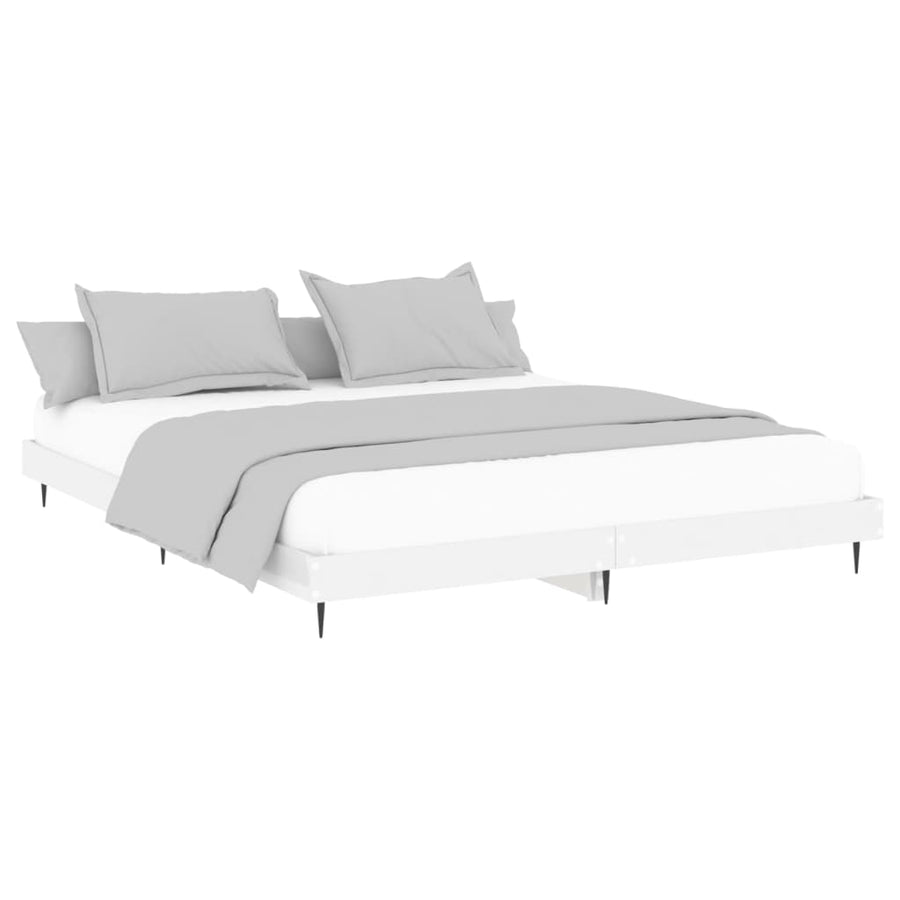 Bedframe Bewerkt Hout Hoogglans Wit 160 x 200 cm