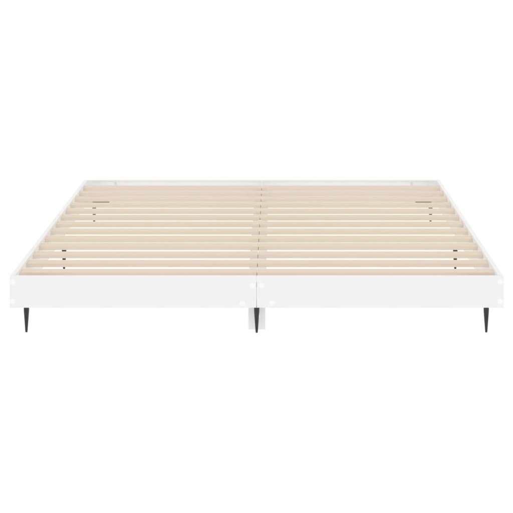 Bedframe Bewerkt Hout Hoogglans Wit 160 x 200 cm