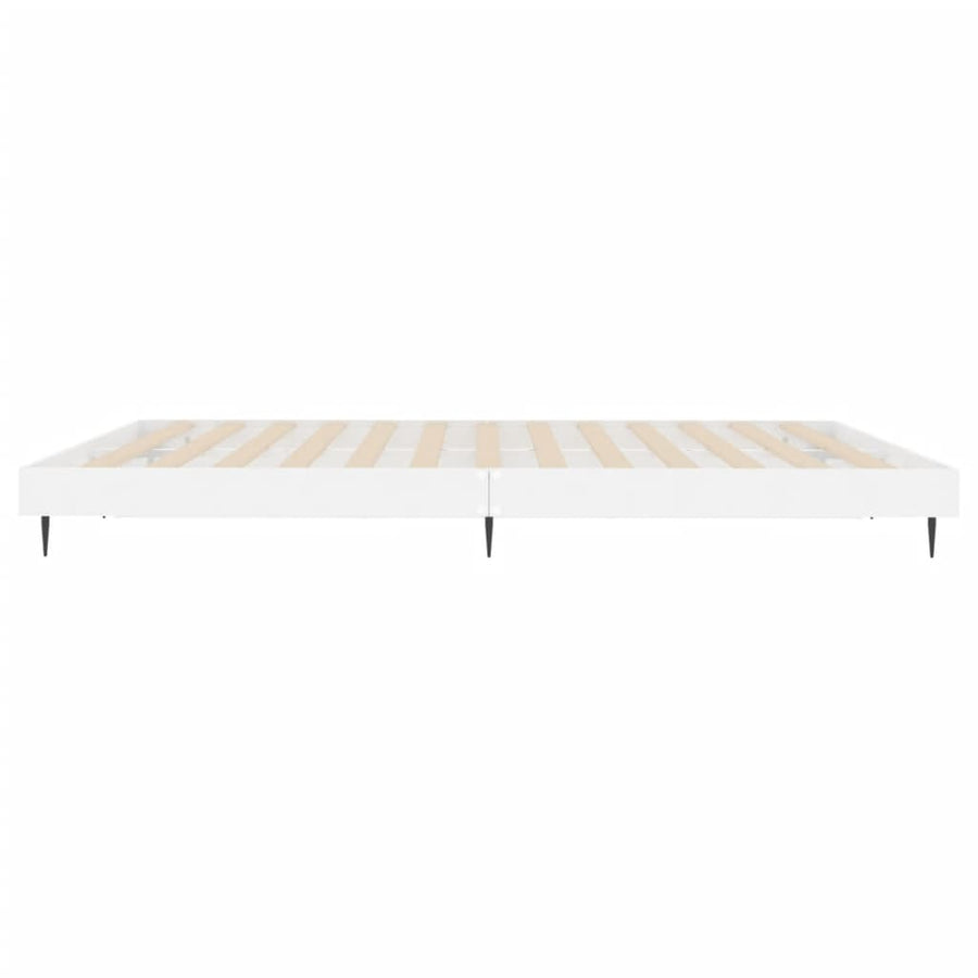 Bedframe Bewerkt Hout Hoogglans Wit 160 x 200 cm