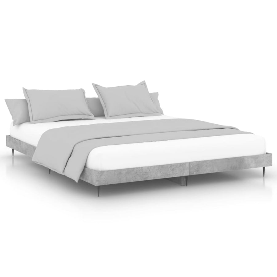 Bedframe Bewerkt Hout Betongrijs 160 x 200 cm