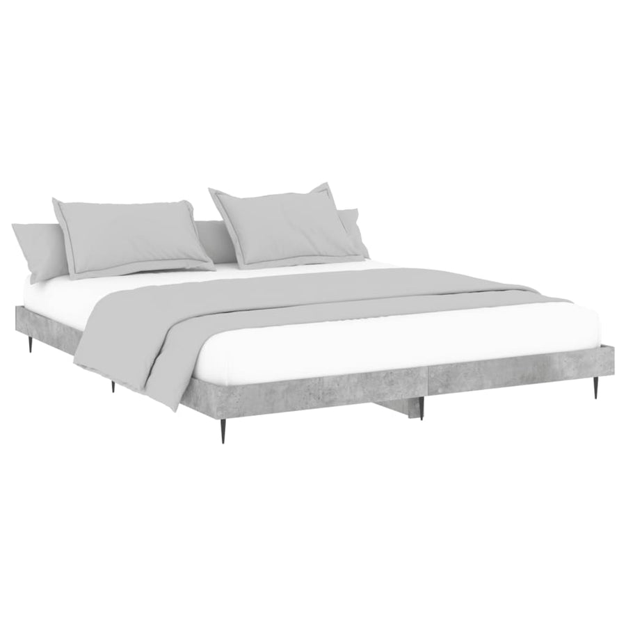 Bedframe Bewerkt Hout Betongrijs 160 x 200 cm