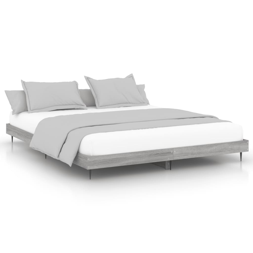 Bedframe Bewerkt Hout Eikenkleurig Grijs Sonoma 160 x 200 cm