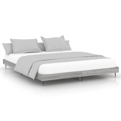 Bedframe Bewerkt Hout Eikenkleurig Grijs Sonoma 160 x 200 cm