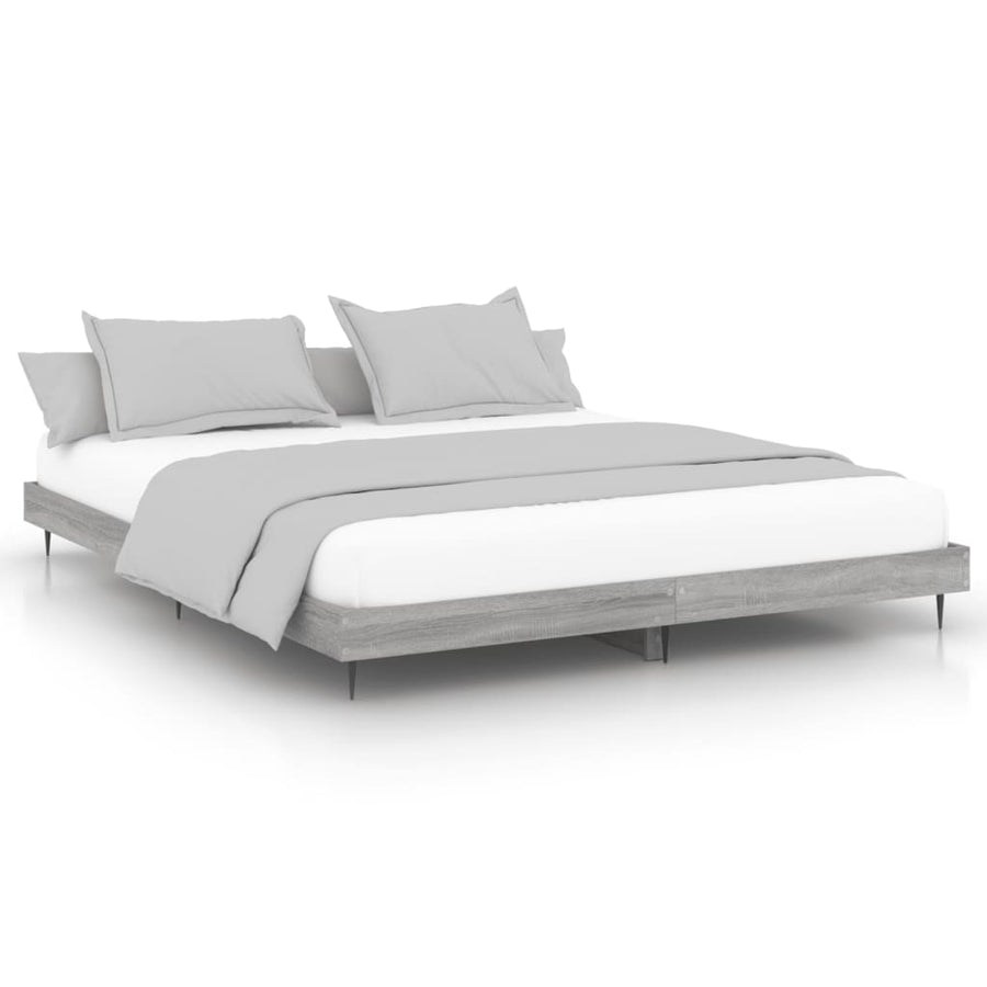 Bedframe Bewerkt Hout Eikenkleurig Grijs Sonoma 160 x 200 cm