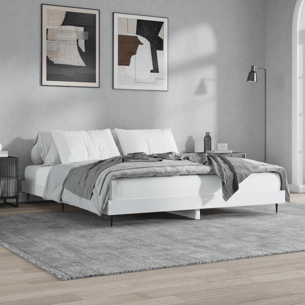 Bedframe Bewerkt Hout Wit 150 x 200 cm