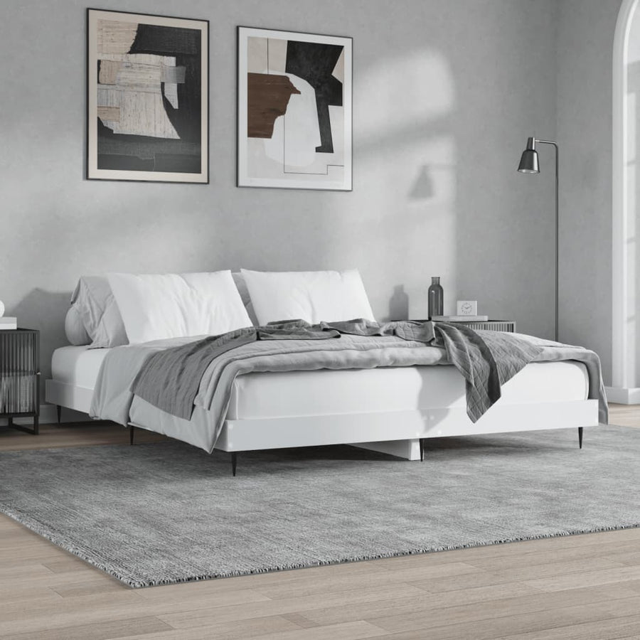 Bedframe Bewerkt Hout Wit 150 x 200 cm