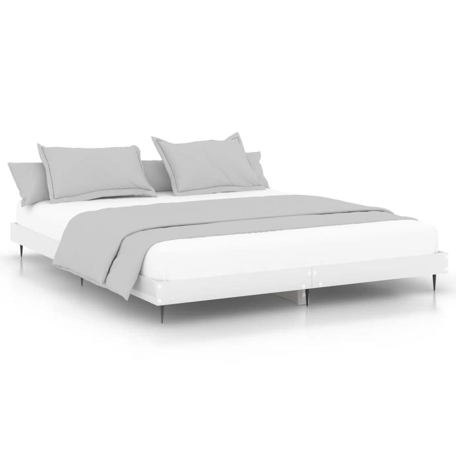 Bedframe Bewerkt Hout Hoogglans Wit 150 x 200 cm
