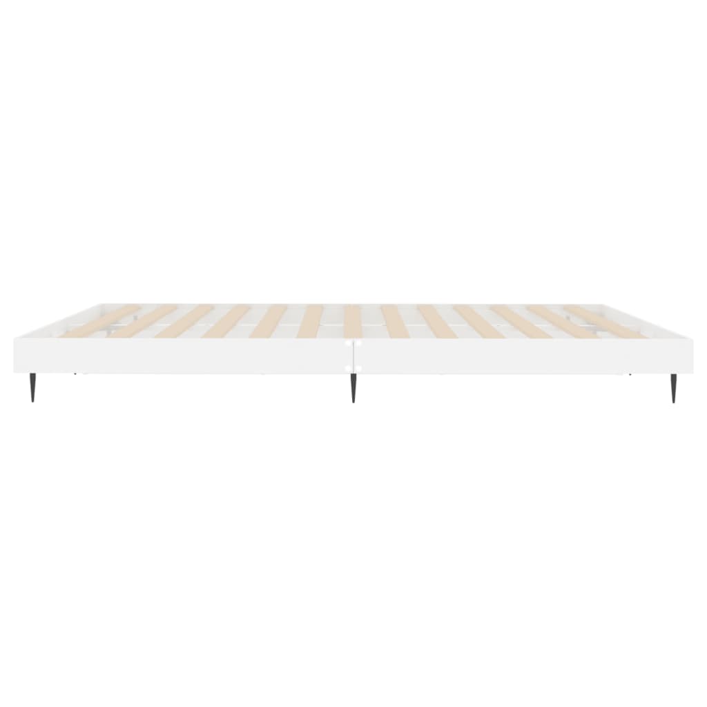 Bedframe Bewerkt Hout Hoogglans Wit 150 x 200 cm