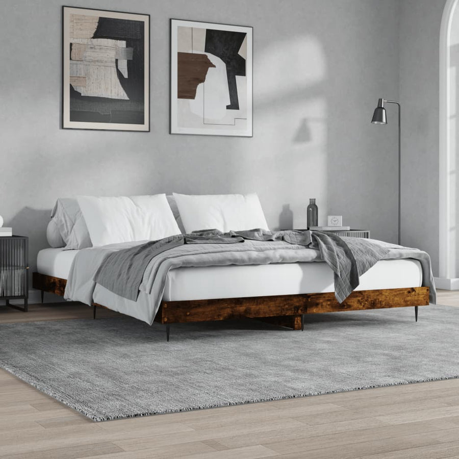 Bedframe Bewerkt Hout Kleurig Gerookt Eiken 150 x 200 cm