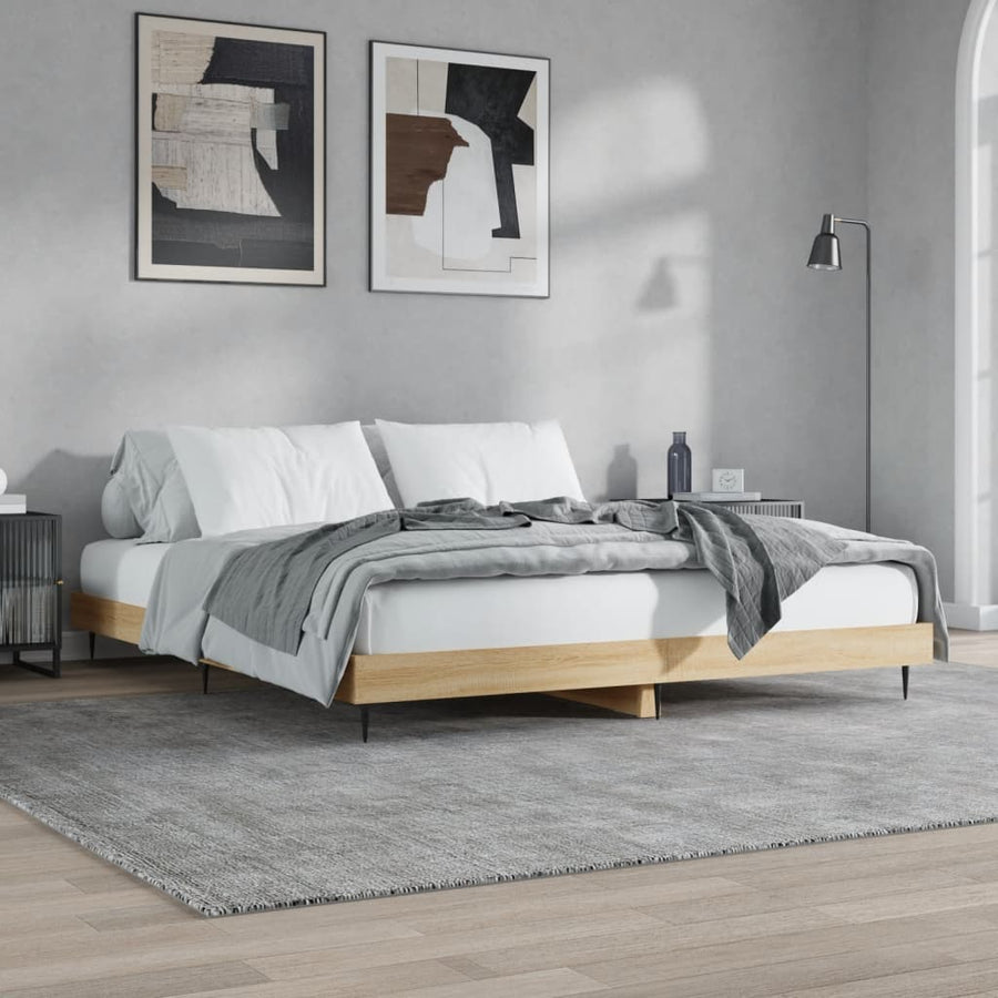 Bedframe Bewerkt Hout Kleurig Sonoma Eiken 140 x 200 cm