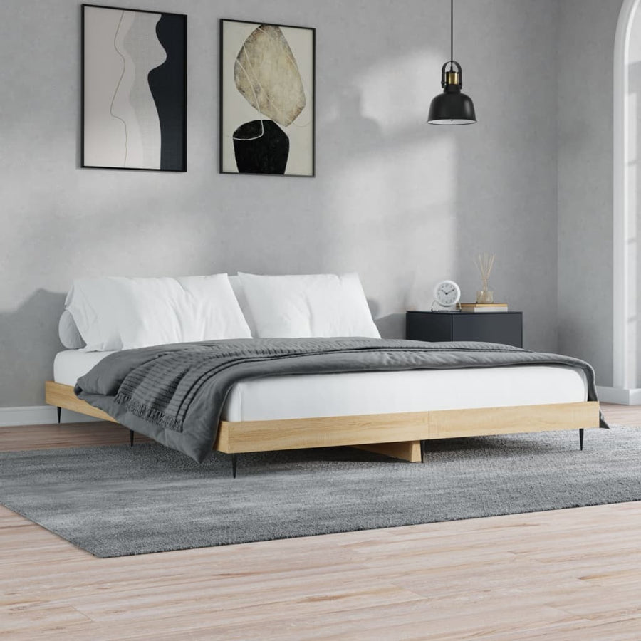 Bedframe Bewerkt Hout Kleurig Sonoma Eiken 140 x 200 cm