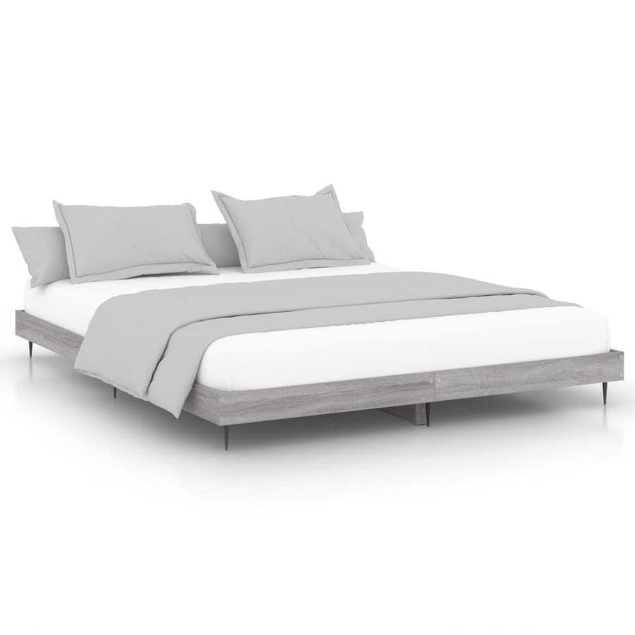 Bedframe Bewerkt Hout Eikenkleurig Grijs Sonoma 140 x 200 cm