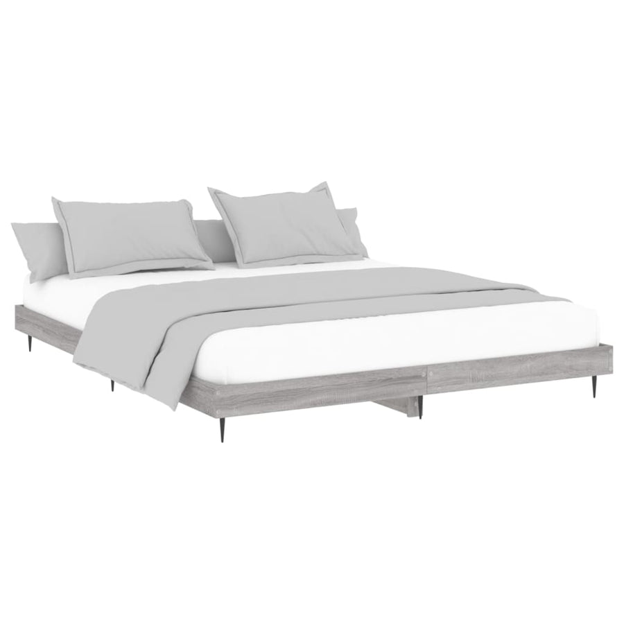Bedframe Bewerkt Hout Eikenkleurig Grijs Sonoma 140 x 200 cm