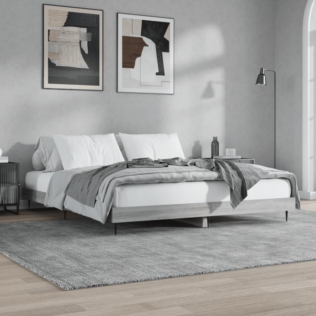 Bedframe Bewerkt Hout Eikenkleurig Grijs Sonoma 140 x 200 cm