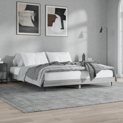 Bedframe Bewerkt Hout Eikenkleurig Grijs Sonoma 140 x 200 cm