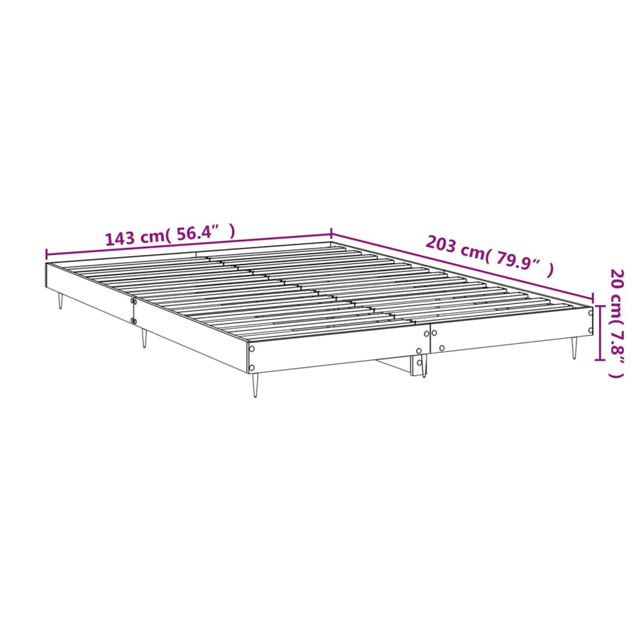 Bedframe Bewerkt Hout Eikenkleurig Grijs Sonoma 140 x 200 cm