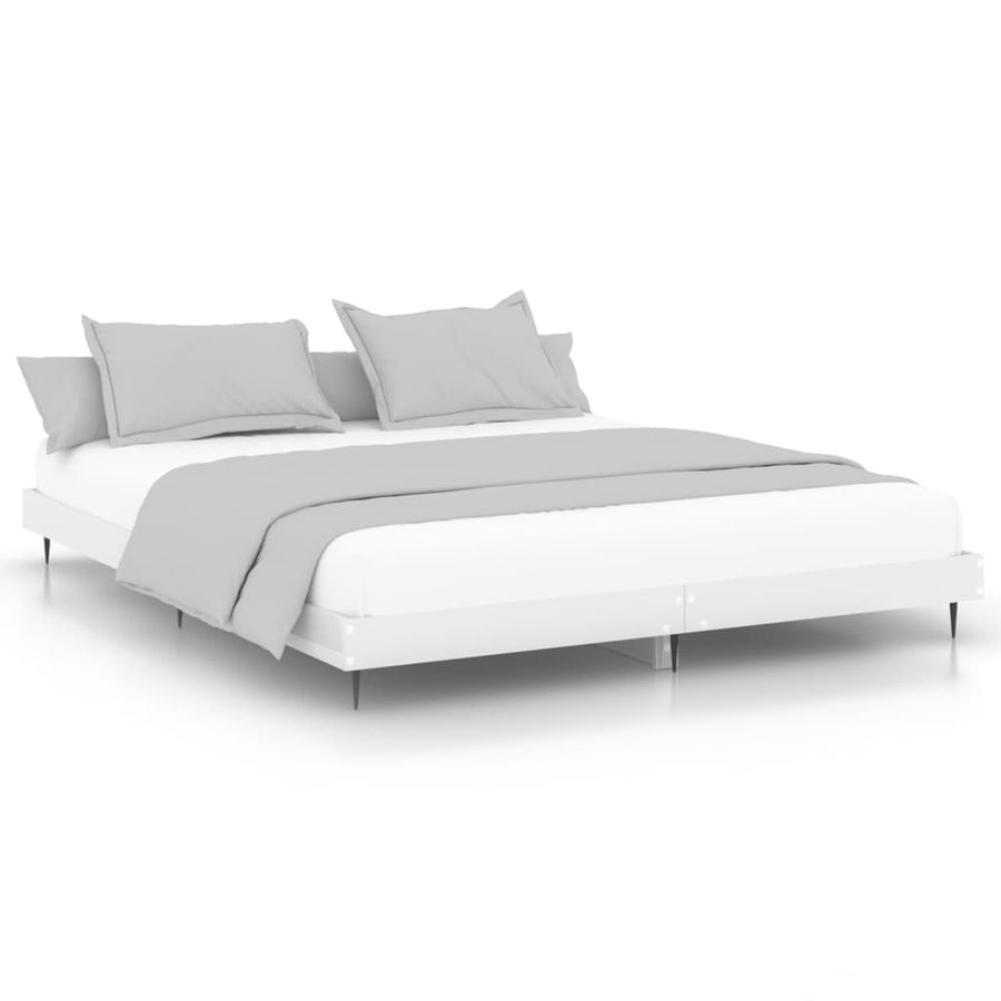 Bedframe Bewerkt Hout Hoogglans Wit 120 x 200 cm