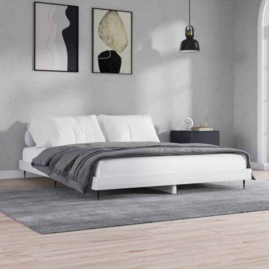 Bedframe Bewerkt Hout Hoogglans Wit 120 x 200 cm