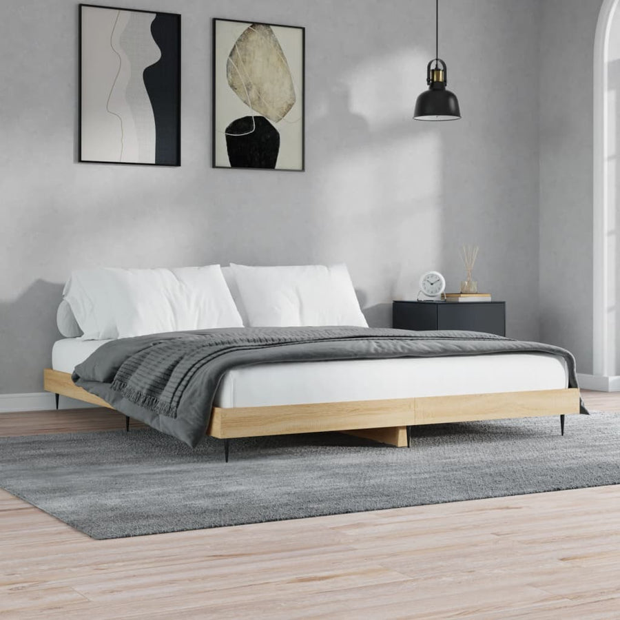 Bedframe Bewerkt Hout Kleurig Sonoma Eiken 120 x 200 cm