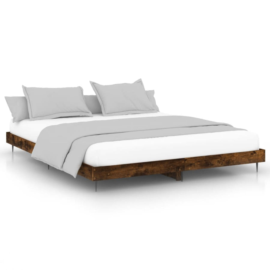 Bedframe Bewerkt Hout Kleurig Gerookt Eiken 120 x 200 cm