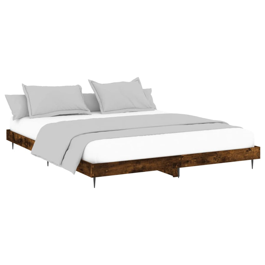 Bedframe Bewerkt Hout Kleurig Gerookt Eiken 120 x 200 cm