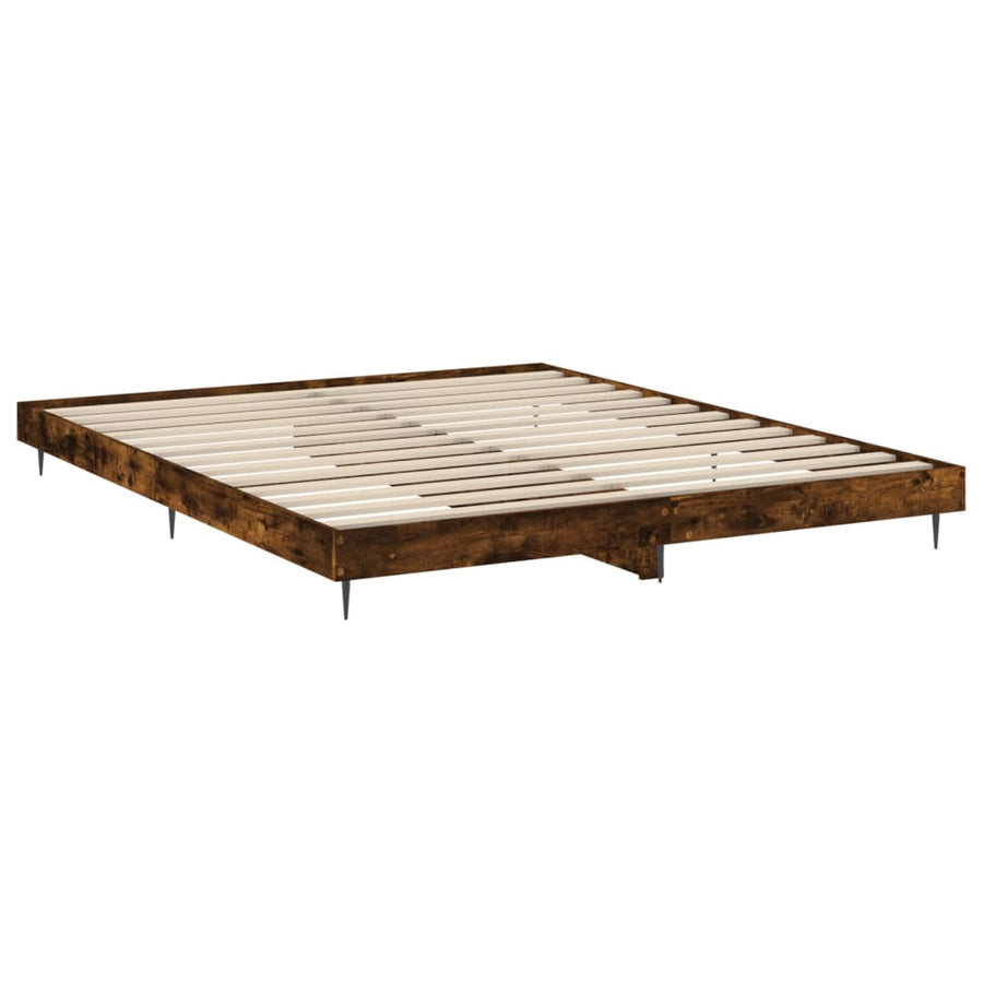 Bedframe Bewerkt Hout Kleurig Gerookt Eiken 120 x 200 cm