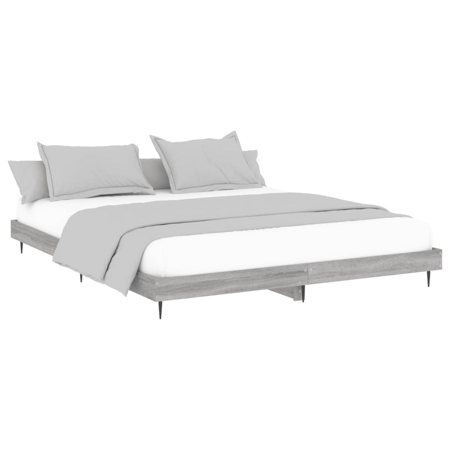 Bedframe Bewerkt Hout Eikenkleurig Grijs Sonoma 120 x 200 cm