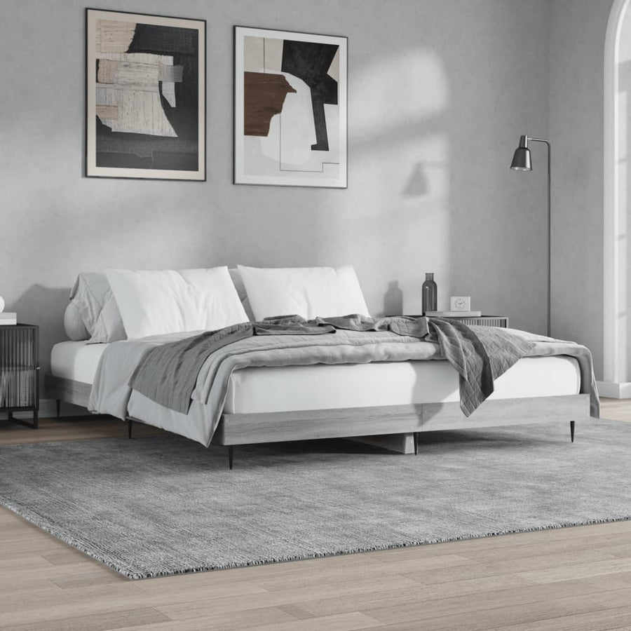 Bedframe Bewerkt Hout Eikenkleurig Grijs Sonoma 120 x 200 cm