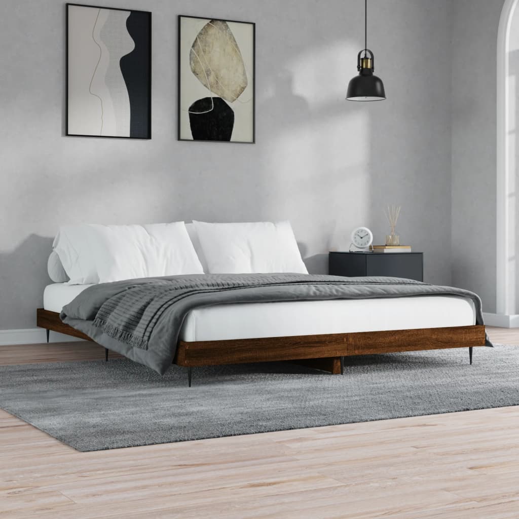 Bedframe Bewerkt Hout Bruin Eikenkleur 120 x 200 cm