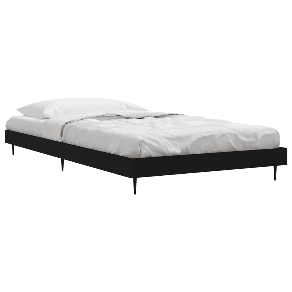 Bedframe Bewerkt Hout Zwart 100 x 200 cm