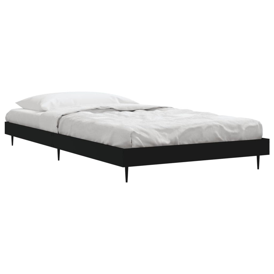 Bedframe Bewerkt Hout Zwart 100 x 200 cm