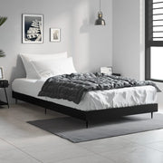 Black carved wooden bed frame 100x200 cm