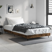 Bed frame without mattress smoked oak wood look 100x200 cm