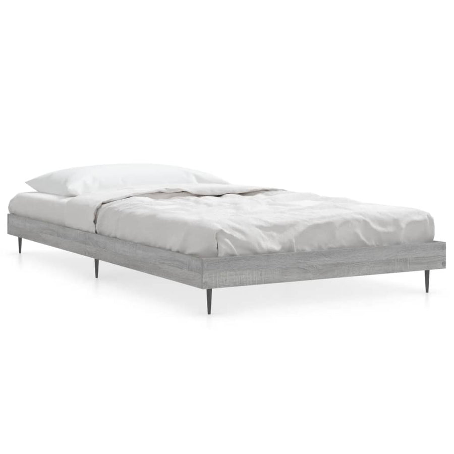 Bedframe Bewerkt Hout Eikenkleurig Grijs Sonoma 100 x 200 cm