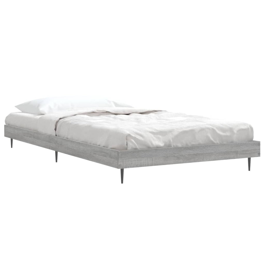 Bedframe Bewerkt Hout Eikenkleurig Grijs Sonoma 100 x 200 cm
