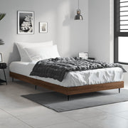 Bed frame without mattress, treated wood, brown oak color, 100x200 cm