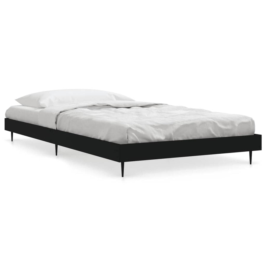 Bedframe Bewerkt Hout Zwart 90 x 200 cm
