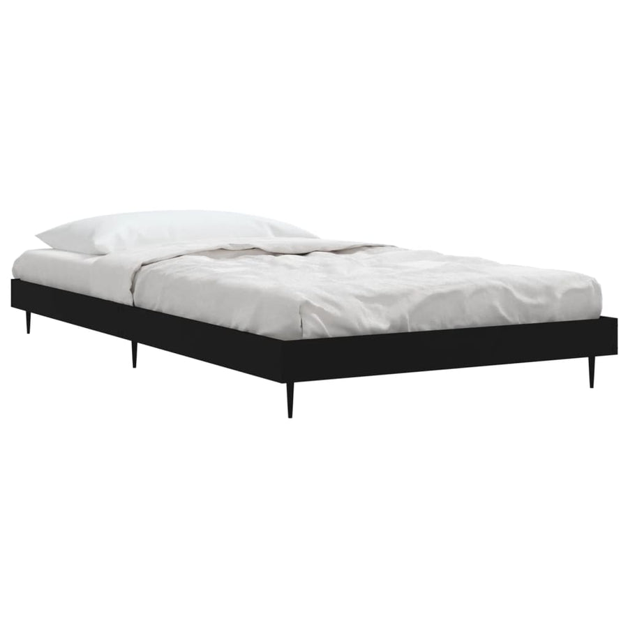 Bedframe Bewerkt Hout Zwart 90 x 200 cm