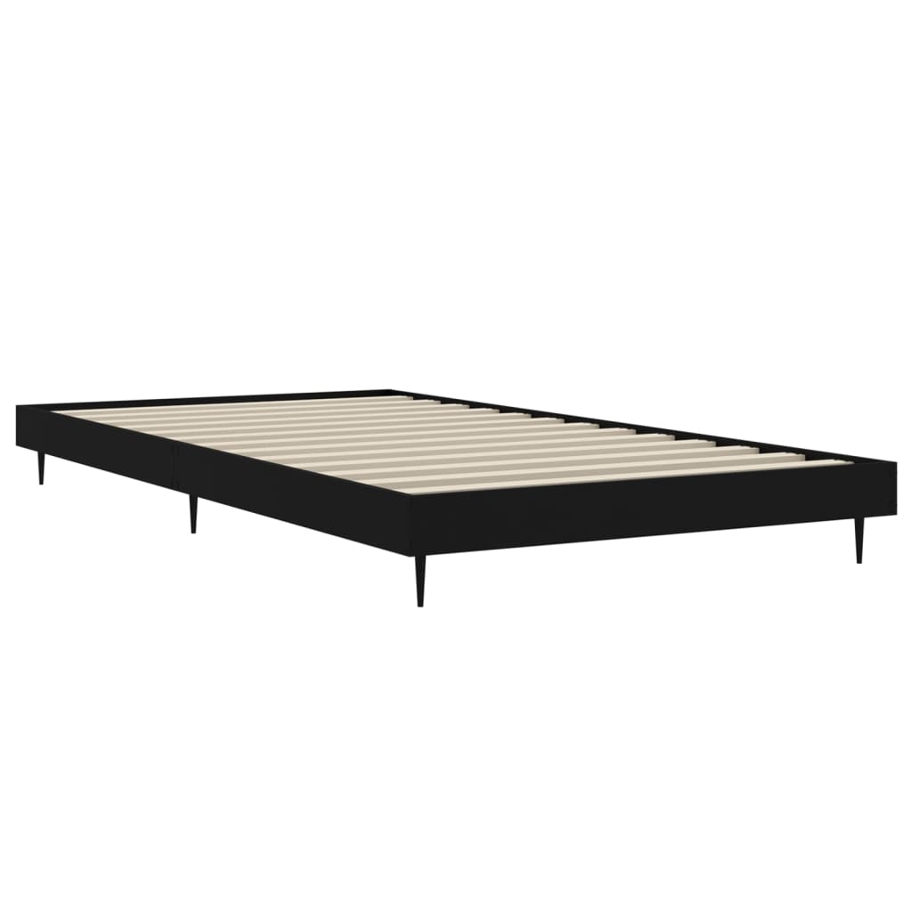 Bedframe Bewerkt Hout Zwart 90 x 200 cm