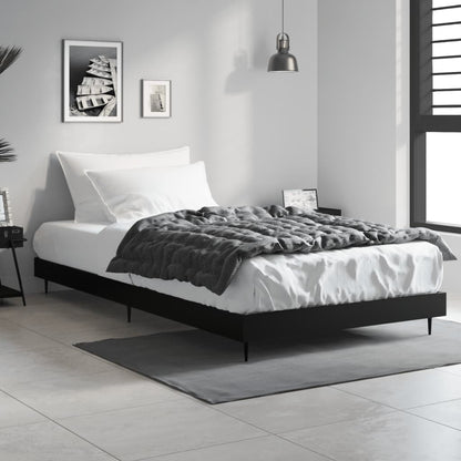 Bedframe Bewerkt Hout Zwart 90 x 200 cm